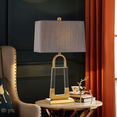 Leather Pattern Arched Base Table/Desk Lamp