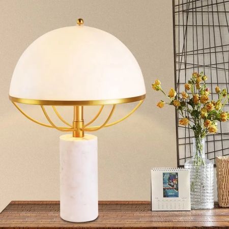 Umbrella Shape Metal & Marble Table/Desk Lamp