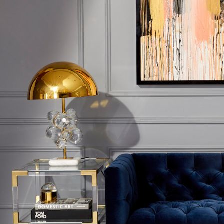 Postmodern Crystal Floral Brass Table Lamp
