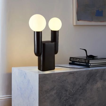 Modern Minimal Cactus Resin 2 Heads Table Lamp