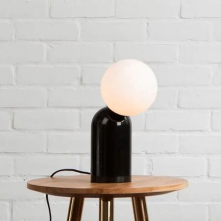 Black Semi Capsule Metal Table Lamp