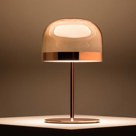 Rose Gold/Black Glass and Metal Table Lamp