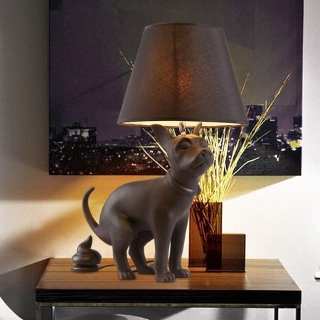 Modern Black Puppy Poop Table Lamp