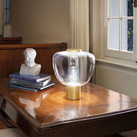 Designer Style Glass Drum Table Lamp