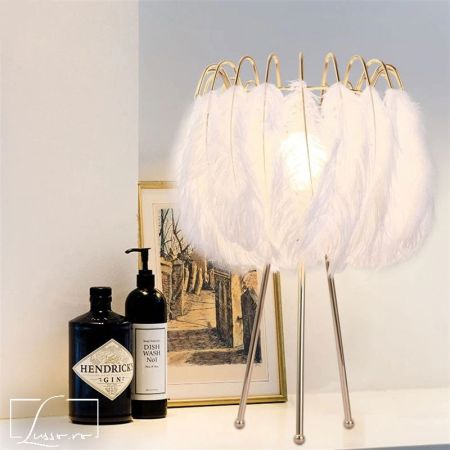 Art Deco Feather Lantern Table Lamp