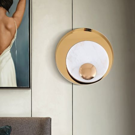 Luxury Minimalist Round Metal & Marble Wall Light Wall Sconce Wall Lamp