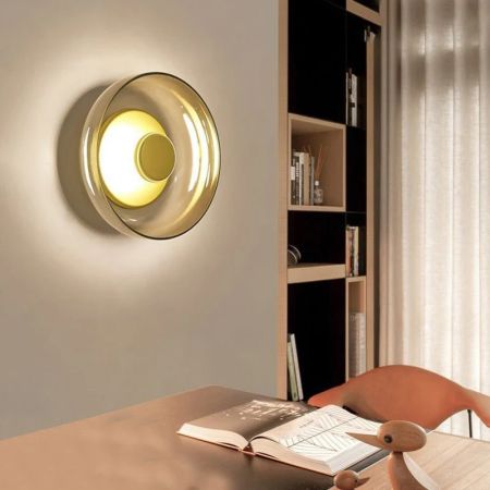 Minimalist Glass and Metal Disc Wall Light Wall Sconce Wall Lamp