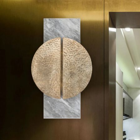 Minimalist Modern Geometric Metal and Marble Wall Light Wall Sconce Wall Lamp