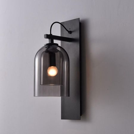 European Vintage Style Smoke Grey Double Glass Wall Light Wall Sconce Wall Lamp