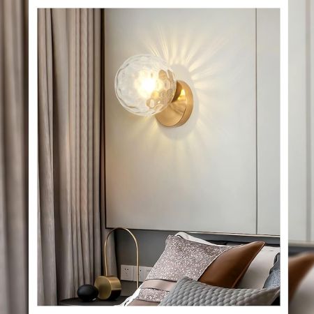 Postmodern Style 1 Head Clear Glass Ball Wall Light Wall Sconce 