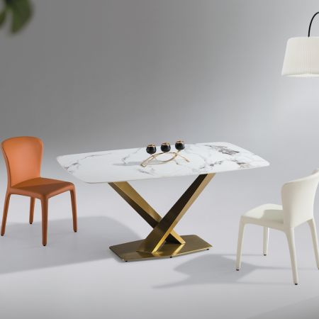 Modern Italian Style Sintered Stone Dining table & Dining Set 6/8/10 Seats Model ND601 Black/Gold/White/Purple
