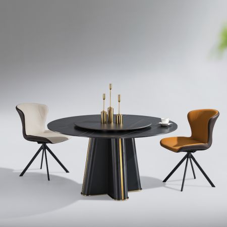 Modern Italian Style Sintered Stone Dining table with Lazy Susan 6/8 Seats Model ND612 & Dining Sets