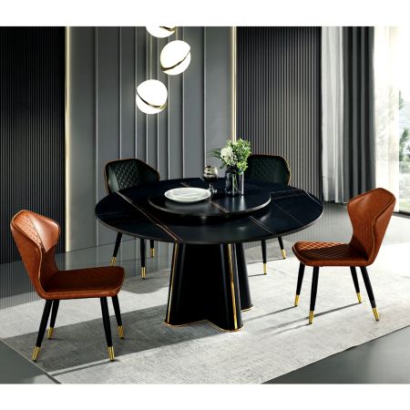 Modern Italian Style Sintered Stone Dining table with Lazy Susan 6/8 Seats Model ND612 & Dining Sets