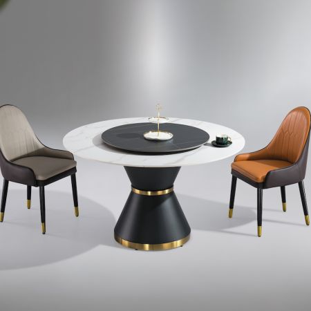 Modern Italian Style Sintered Stone Dining table with Lazy Susan 6/8 Seats Model ND615 & Dining Sets