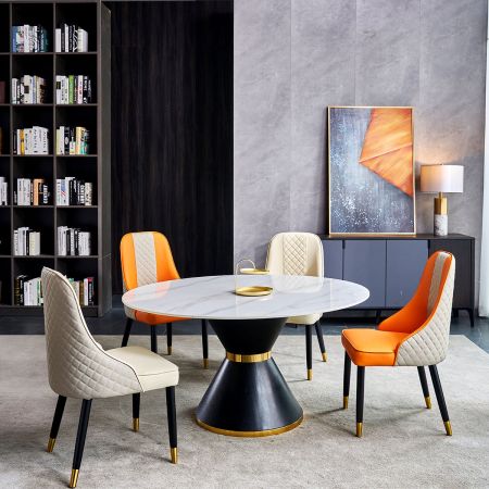 Modern Italian Style Sintered Stone Dining table with Lazy Susan 6/8 Seats Model ND615 & Dining Sets