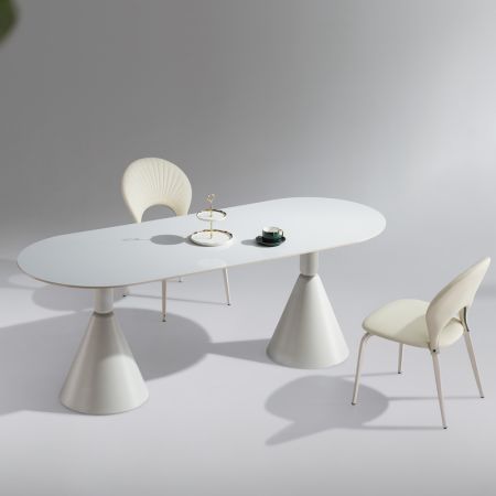 Pion Style Rectangle Dining Table with Sintered Stone Top 