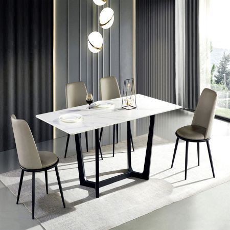 Modern Italian Style Sintered Dining table 6/8/10 Seats Model ND642 Black/Gold & Dining Sets