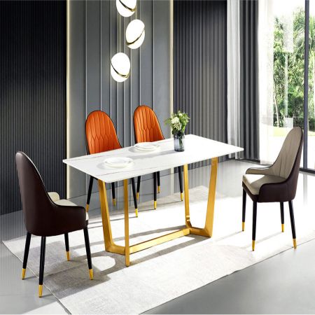 Modern Italian Style Sintered Dining table 6/8/10 Seats Model ND642 Black/Gold & Dining Sets