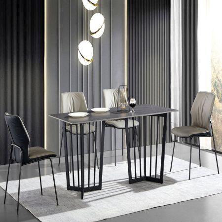 Modern Italian Style Sinterd Stone Dining table 6/8/10 Seats Model ND656 Black/Gold & Dining Sets