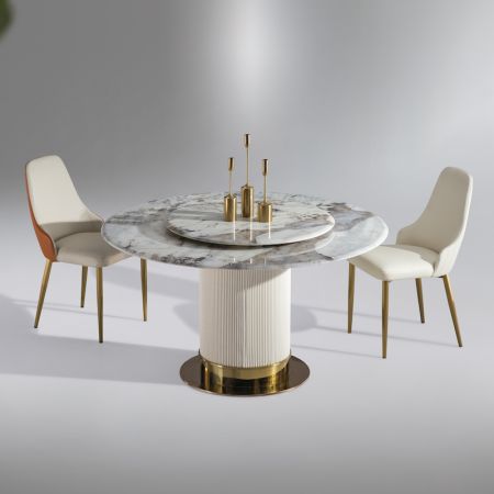 Modern Italian Style Sintered Stone Dining table with Lazy Susan 6/8 Seats Model ND688 & Dining Sets
