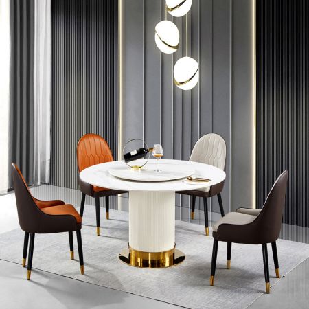 Modern Italian Style Sintered Stone Dining table with Lazy Susan 6/8 Seats Model ND688 & Dining Sets