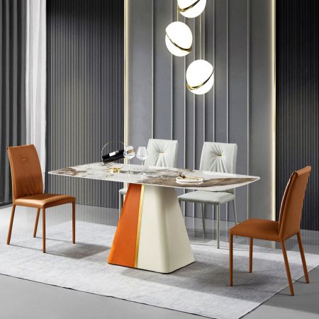 Modern Italian Style Sintered Stone with Saddle Leather Dining table 6/8/10 Seats Model ND693 & Dining Sets