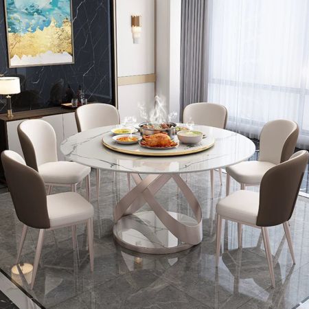 Modern Italian Style Sintered Stone Dining table with Lazy Susan 6/8 Seats Model ND699 & Dining Sets