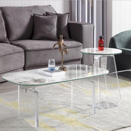 Italian Style Rectangle & Round Sintered Stone Coffee Table 