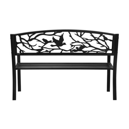 Garden Bench 3 Seater Bird Pattern Black