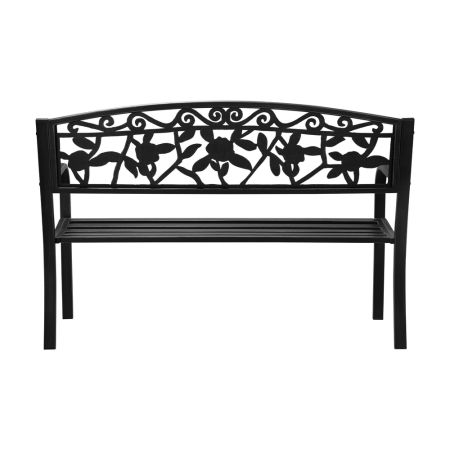 Garden Bench Seat Rose Pattern Black