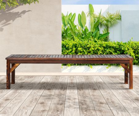 Garden Bench Wood Patio 190cm Slatted Seat Outdoor