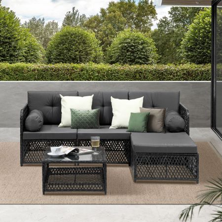 Outdoor Sofa Set 4 Seater Wicker Corner Modular Setting