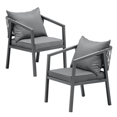 2X Outdoor Chairs Steel Frame Padded Seat