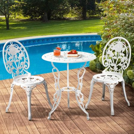 Outdoor Set Chairs&Table Cast Aluminum Rose 3PCS