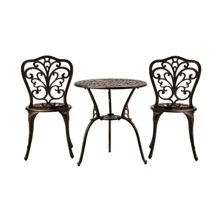 Outdoor Patio Set Chairs&Table 3PCS Bronze
