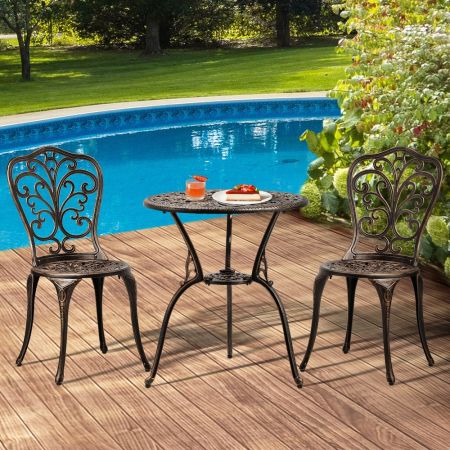 Outdoor Patio Set Chairs&Table 3PCS Bronze