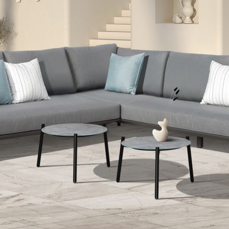 Outdoor Coffee Side Marble Table Desk 50cm Grey