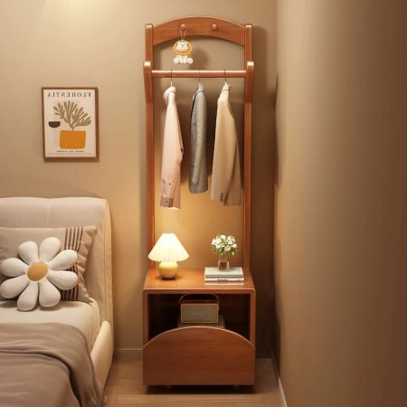 Wooden Hall Tree Coat Rack with Storage Shelf