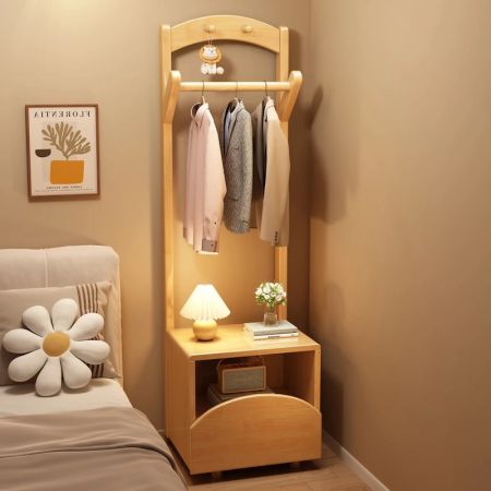 Wooden Hall Tree Coat Rack with Storage Shelf