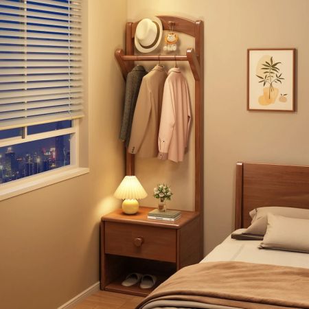 Wooden Hall Tree Coat Rack with Shoe Storage Bench