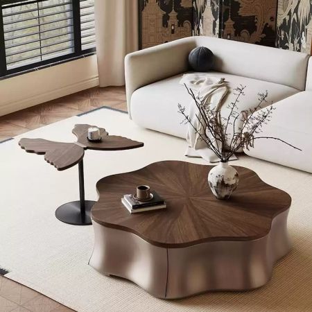 Lotus & Butterfly Coffee Table Set of 2 with Drawer