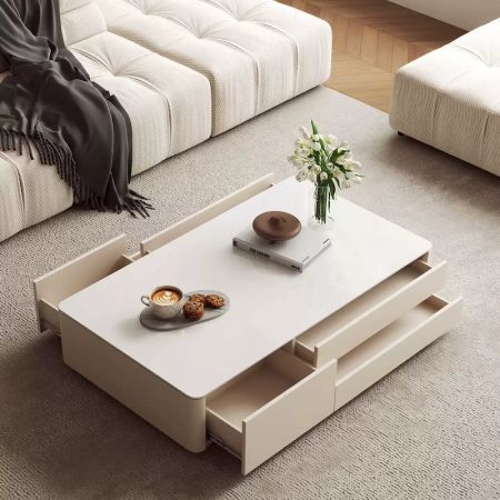 Modern Rectangular Coffee Table with Drawers