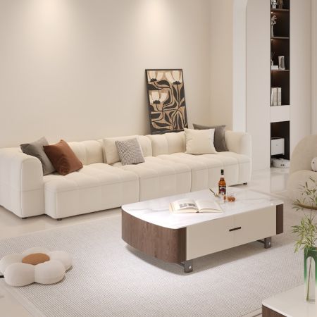 Stylish Tow-Tone Rectangular Coffee Table with Drawers