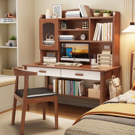 Nook Wooden Hutch Study Desk with Shelves and Drawers