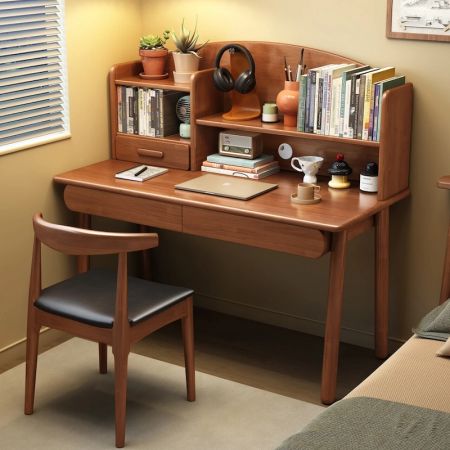 Nook Compact Wooden Study Desk with Hutch Storage and Cabinet