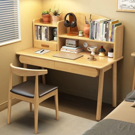 Nook Compact Wooden Study Desk with Hutch Storage and Cabinet