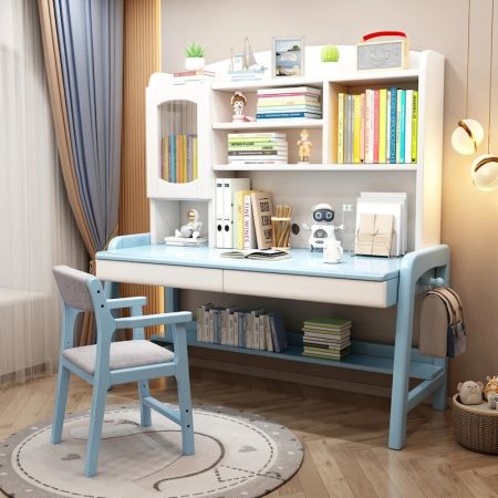 Kids 3-Level Adjustable Growing Desk with Hutch Storage