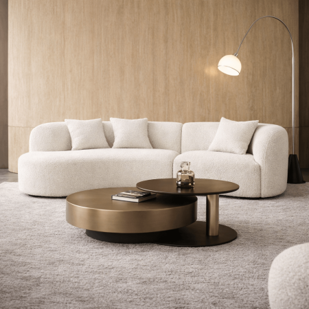 Arcus 3 Seater Compressed Sofa curved design lambswool upholstery