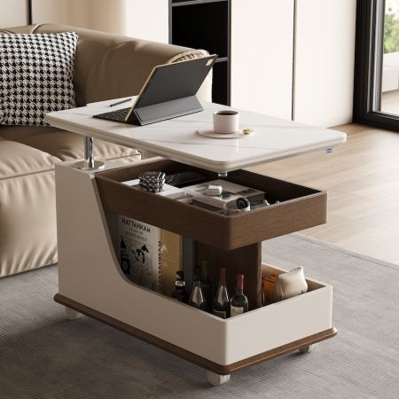 Modern Movable Lift-Top Coffee Table with Storage & Wheels