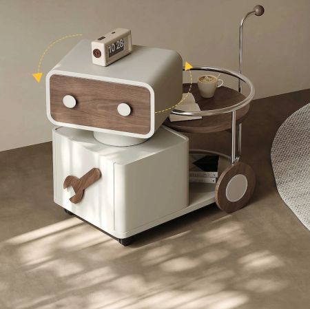 Modern Little Robert Movable Coffee Table with Storage & Wheels